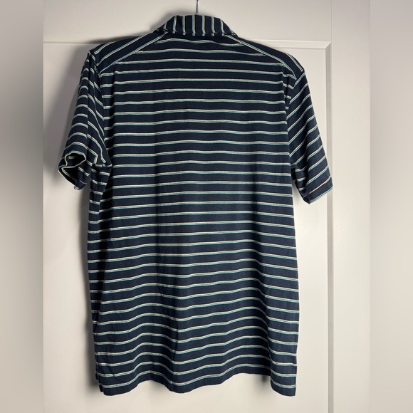 Tasc everywear short sleeve polo blue yellow stripe cotton bamboo blend - Picture 3 of 7